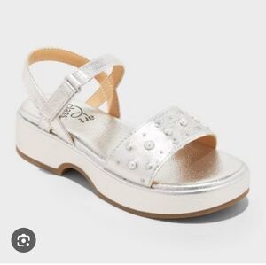 Cat & Jack Shiny Silver Kids Sandals Size 3
